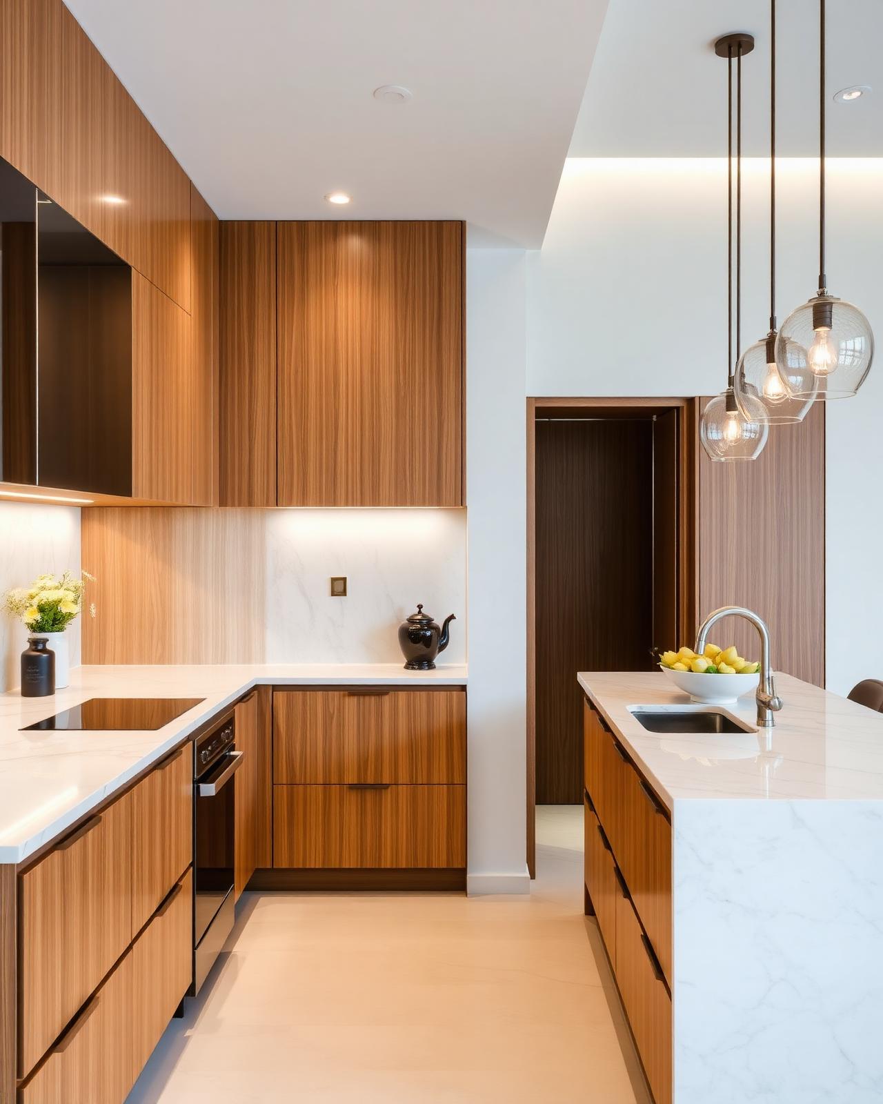 Designer kitchen with marble countertops